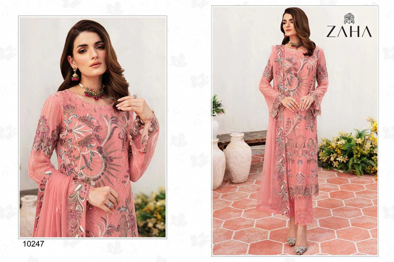 Zaha Shezlin 10247 Heavy Georgette With Embroidery Work Fancy Salwar Kameez