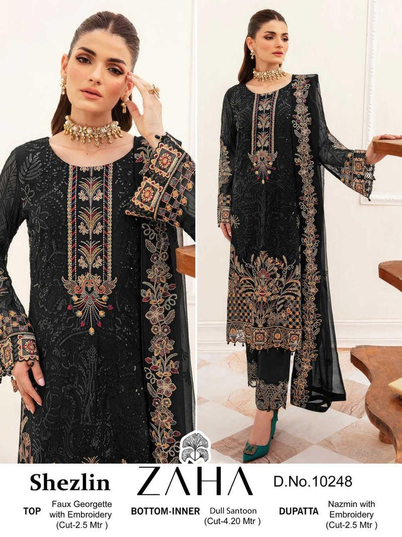 Zaha Shezlin 10247 Heavy Georgette With Embroidery Work Fancy Salwar Kameez