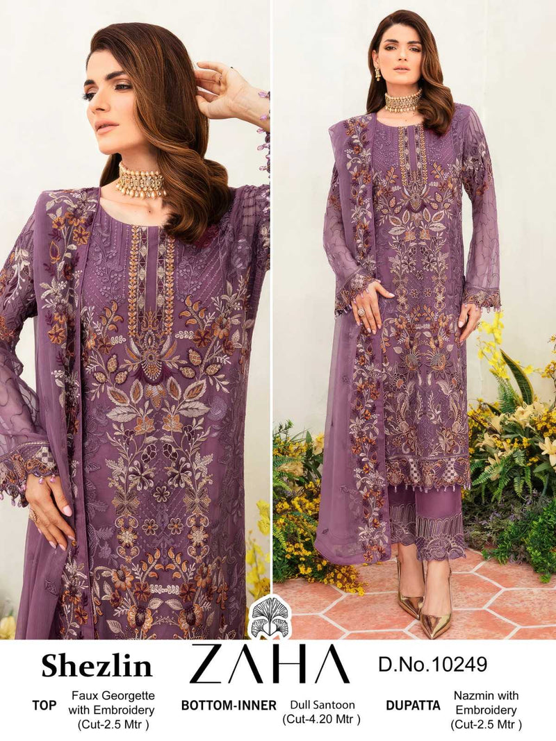 Zaha Shezlin 10247 Heavy Georgette With Embroidery Work Fancy Salwar Kameez