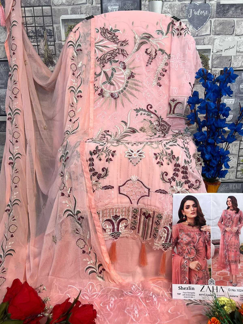 Zaha Shezlin 10247 Heavy Georgette With Embroidery Work Fancy Salwar Kameez