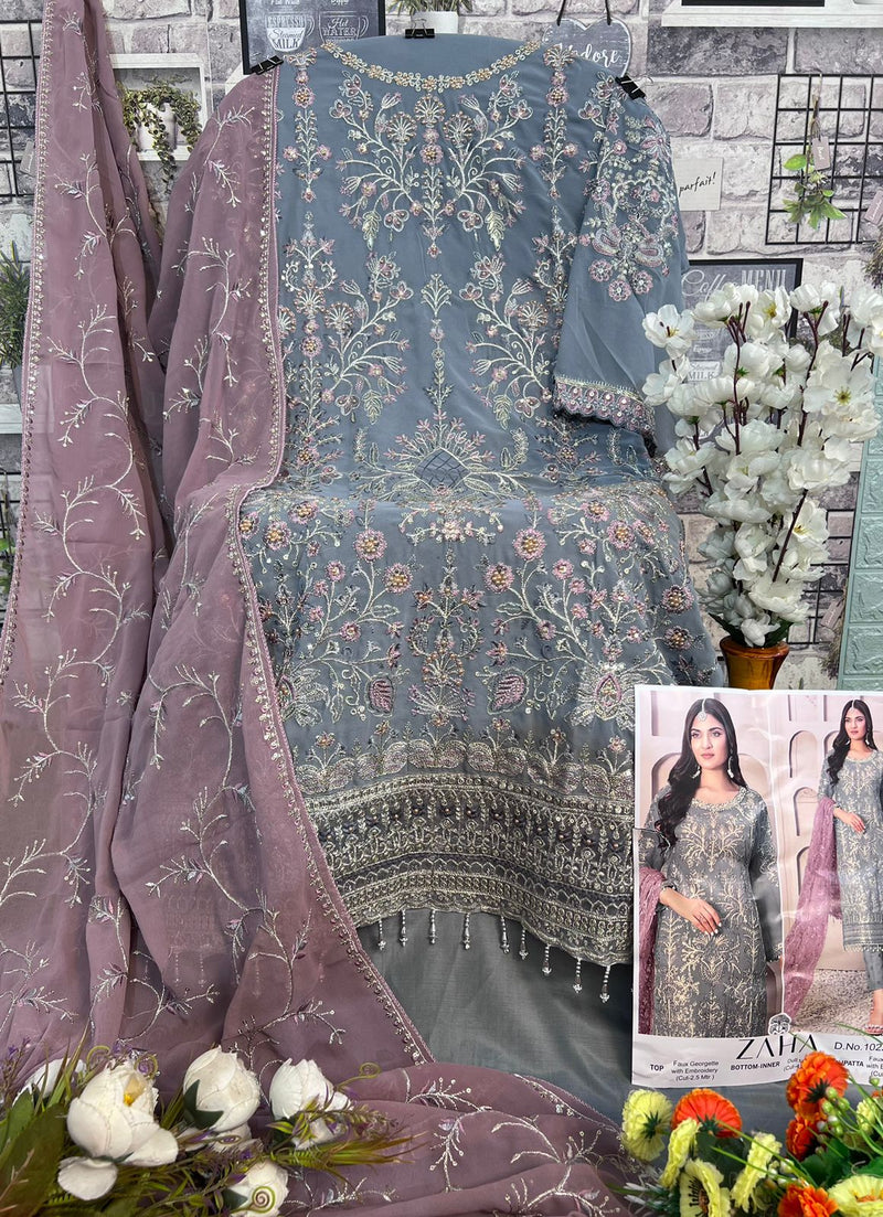 Zaha Zarina Vol 3 Georgette Heavy Embroidered Work Partywear Salwar Suits