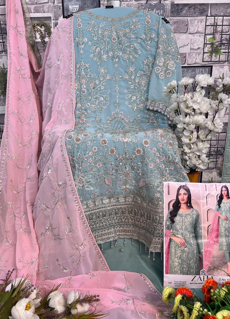 Zaha Zarina Vol 3 Georgette Heavy Embroidered Work Partywear Salwar Suits