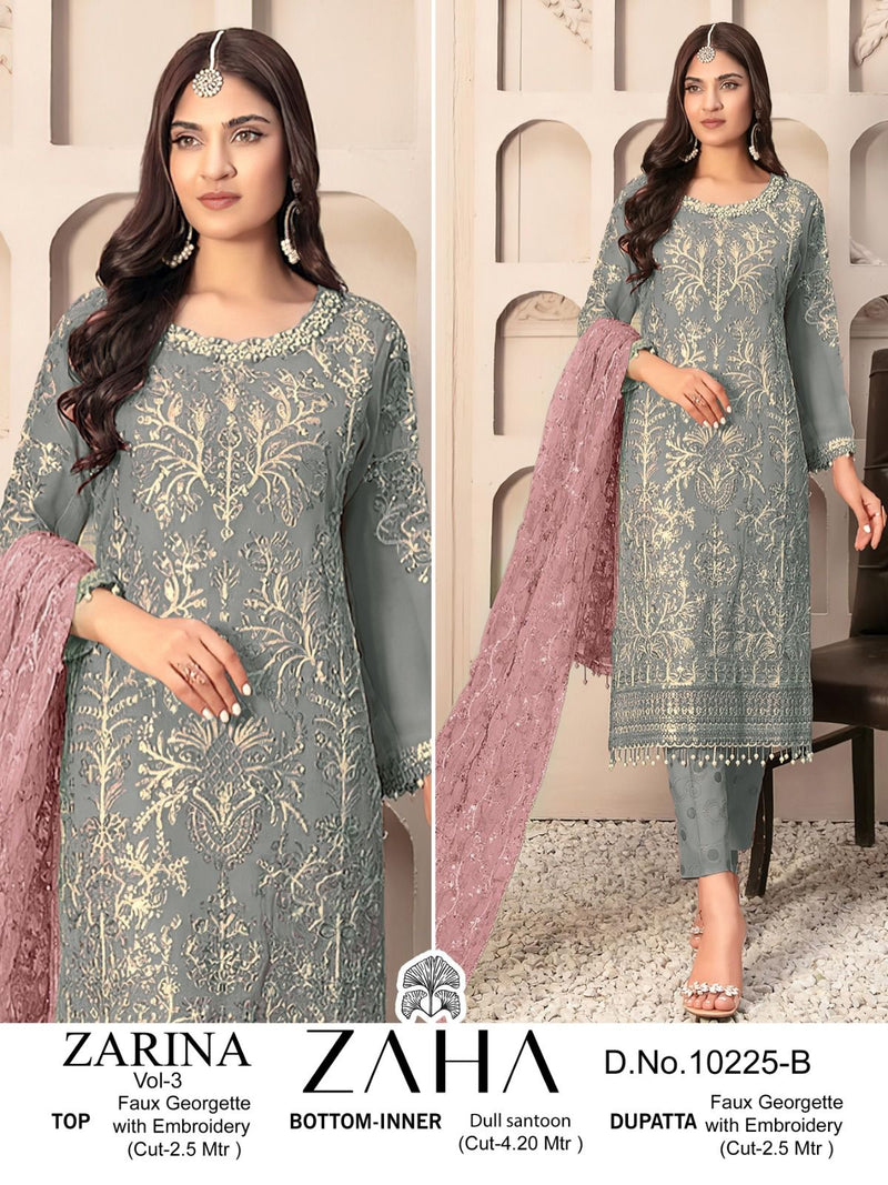 Zaha Zarina Vol 3 Georgette Heavy Embroidered Work Partywear Salwar Suits
