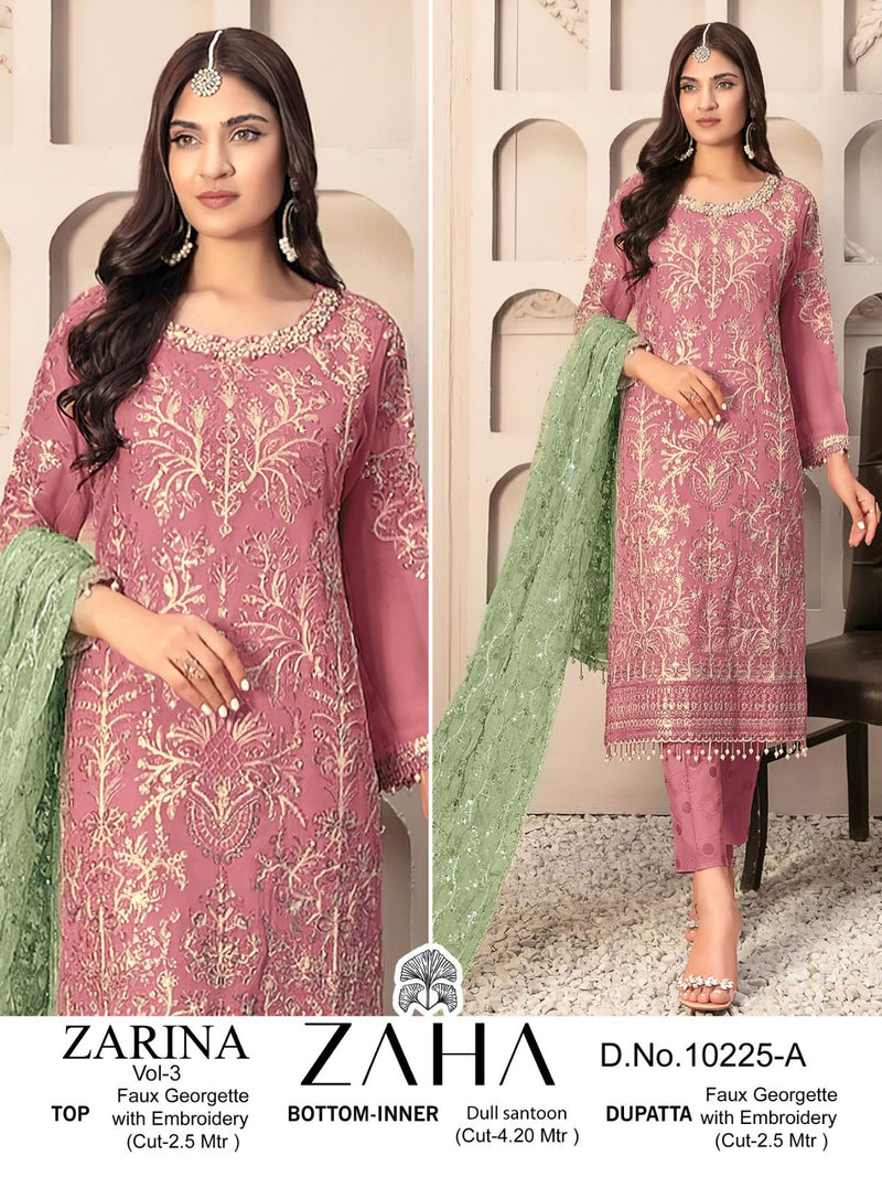 Zaha Zarina Vol 3 Georgette Heavy Embroidered Work Partywear Salwar Suits