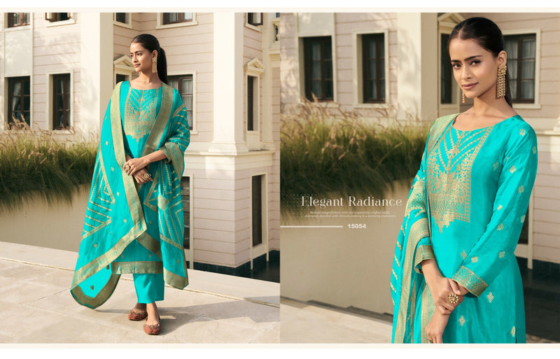 Zisa Fashion Olive Vol 2 Pure Taby Silk Weaving Jacquard Work Salwar Suit