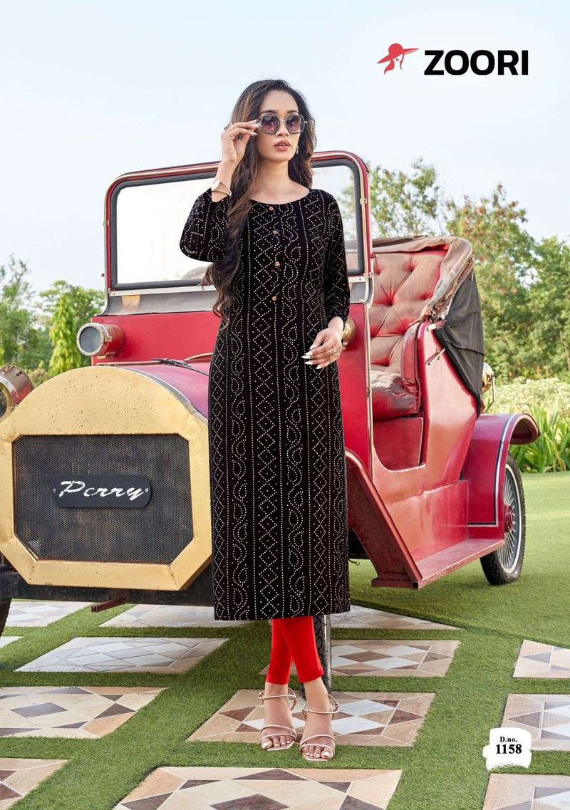 Zoori Akshara Vol 27 Rayon Printed Fancy Designer Straight Cut Combo Set Of Kurti