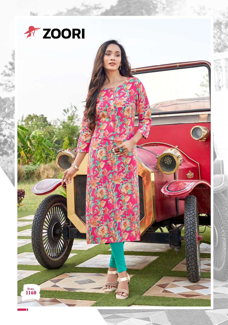 Zoori Akshara Vol 27 Rayon Printed Fancy Designer Straight Cut Combo Set Of Kurti