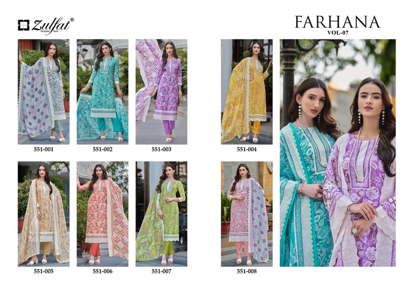 Zulfat Designer Farhana Vol 7 Cotton Exclusive Designer Printed Designer Salwar Kameez