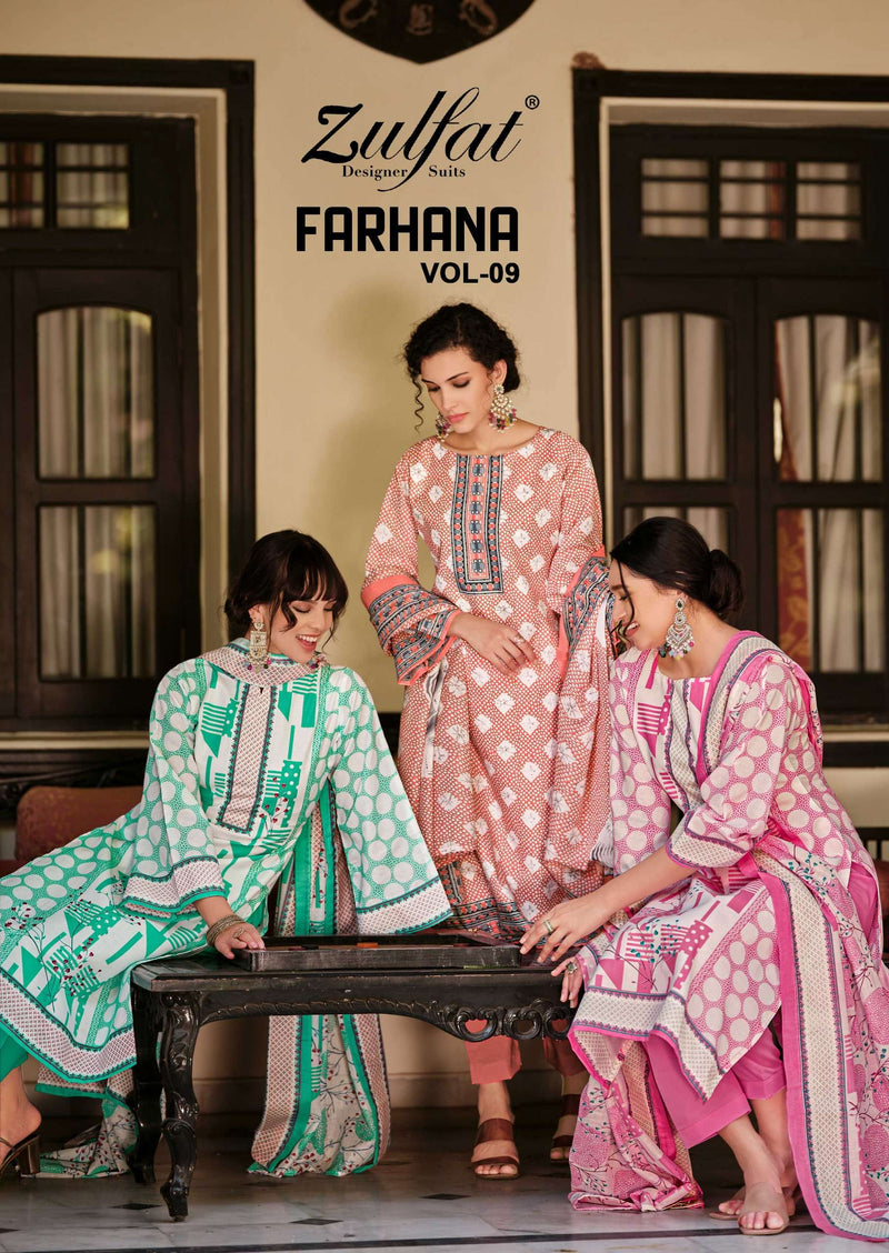 Zulfat Designer Studio Farhana Vol 9 Pure Cotton Printed Fancy Salwar Suit