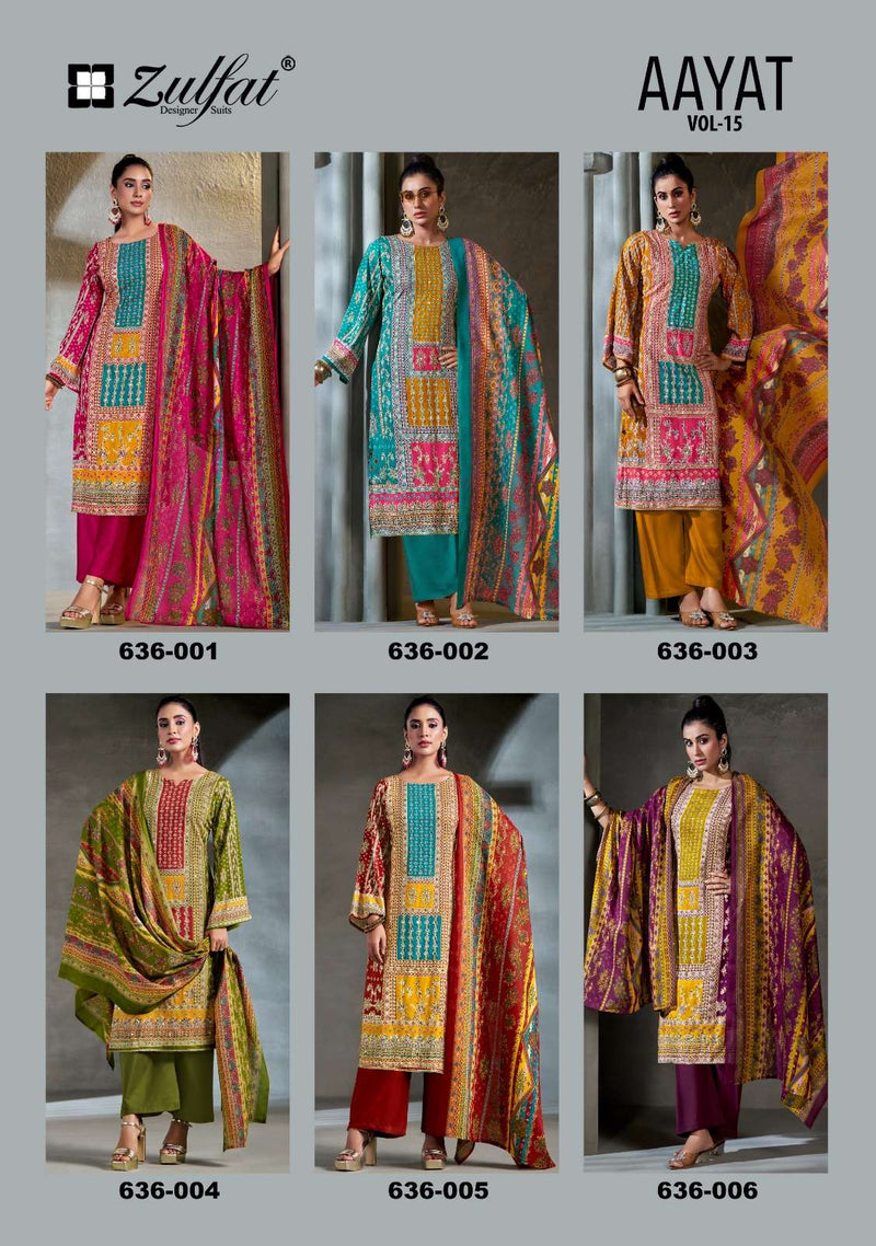 Zulfat Designer Suits Aayat Vol 15 Pure Viscose Rayon Handwork Salwar Suit