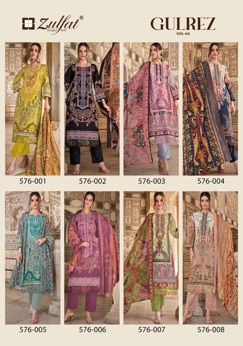 Zulfat Designer Suits Gulrez Vol 4 Pure Cotton Embroidered Work Salwar Suit