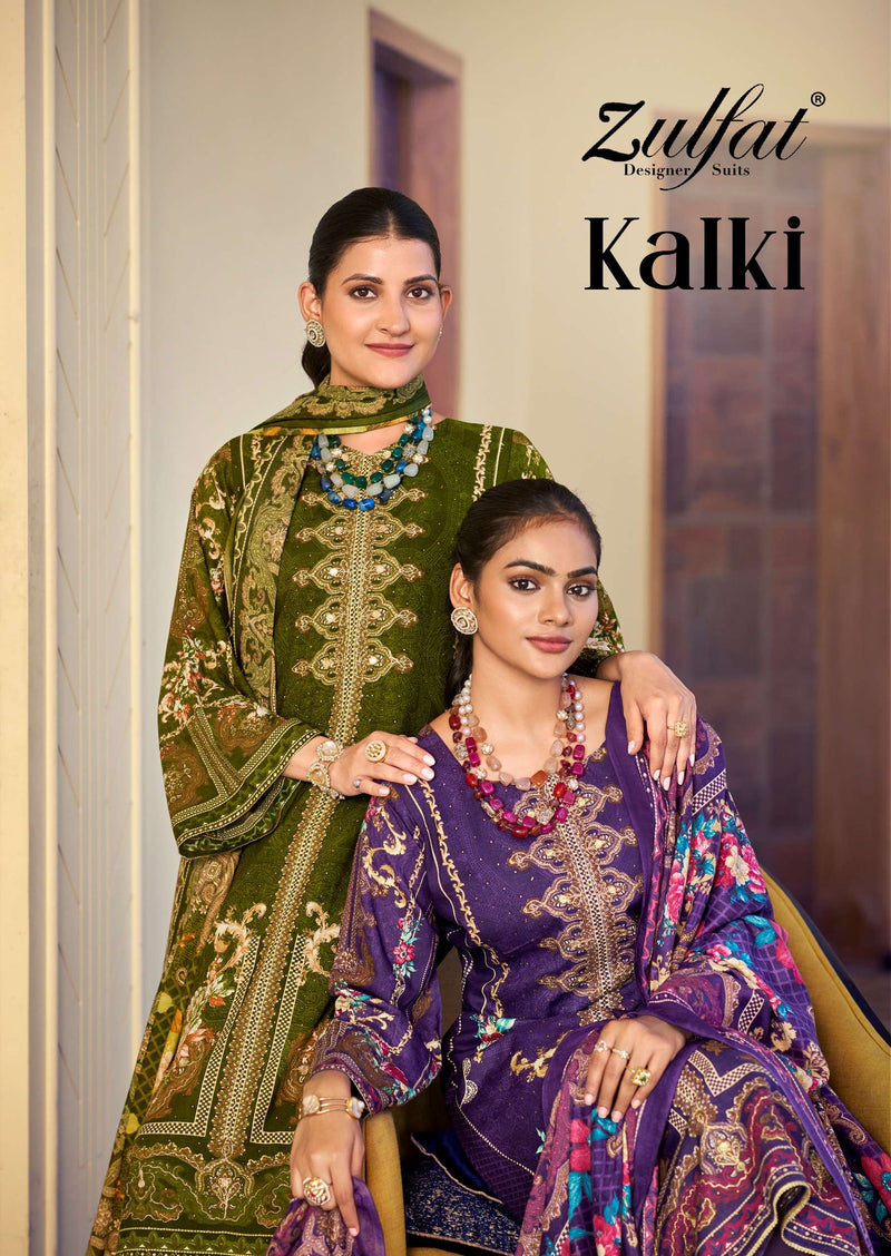 Zulfat Designer Suits Kalki Pure Viscose Rayon Printed Embroidered Work Salwar Suit