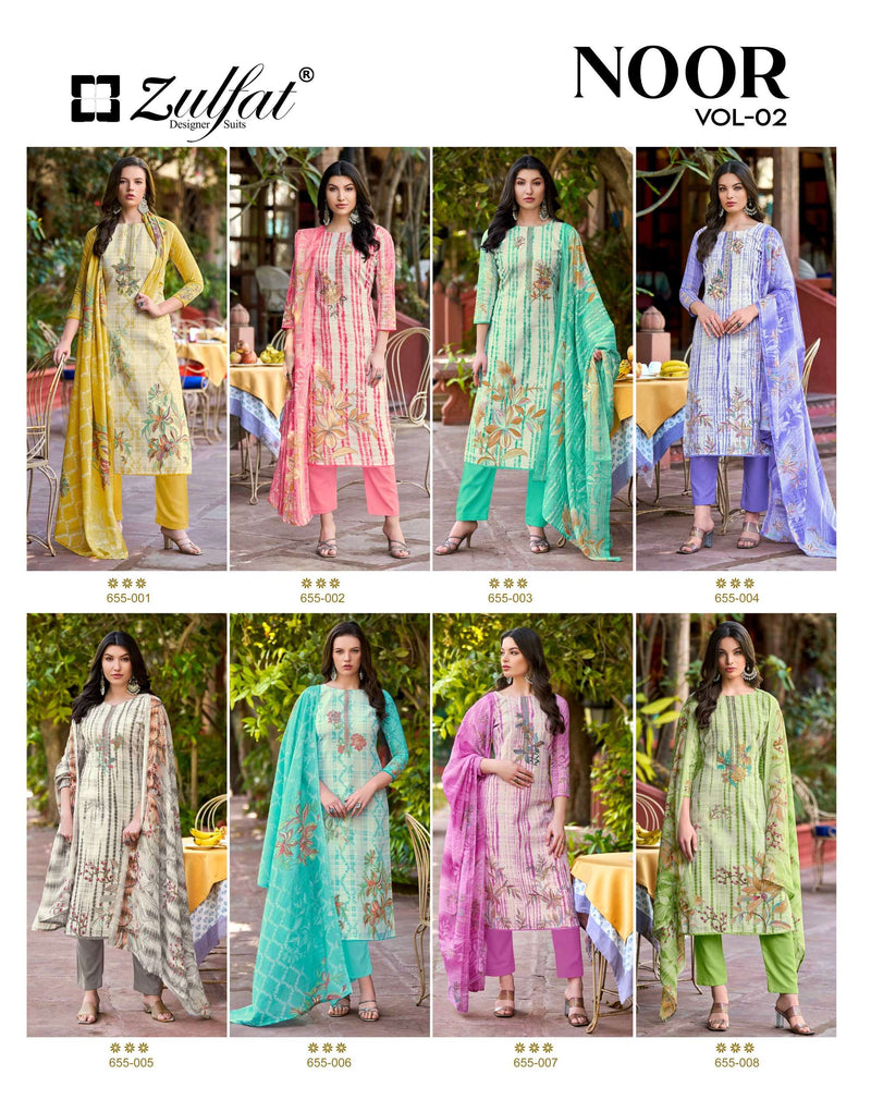 Zulfat Designer Suits Noor Vol 2 Pure Cotton Embroidery Work Salwar Suit