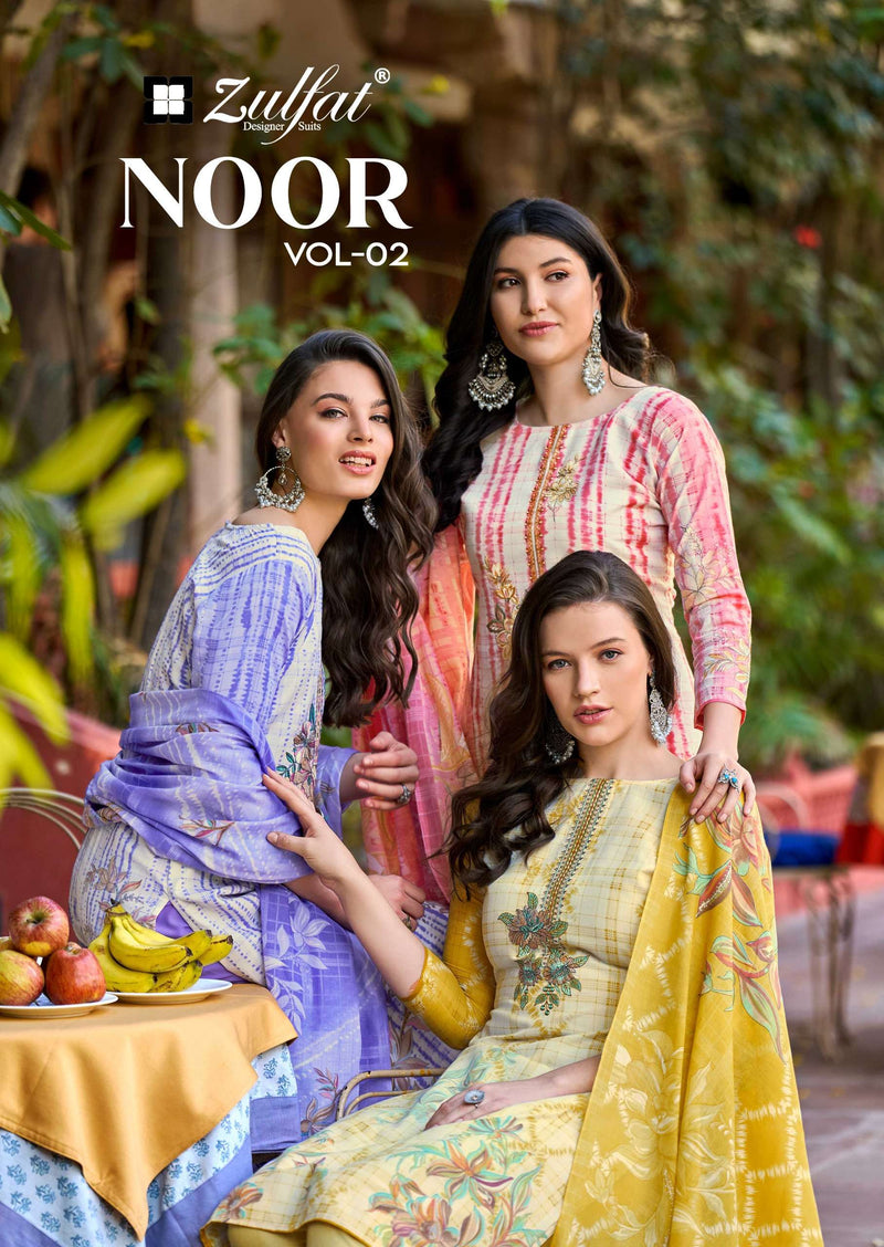 Zulfat Designer Suits Noor Vol 2 Pure Cotton Embroidery Work Salwar Suit