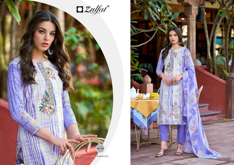 Zulfat Designer Suits Noor Vol 2 Pure Cotton Embroidery Work Salwar Suit