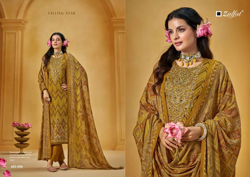 Zulfat Designer Suits Sajni Pure Jam Cotton Print Handwork Salwar Suit