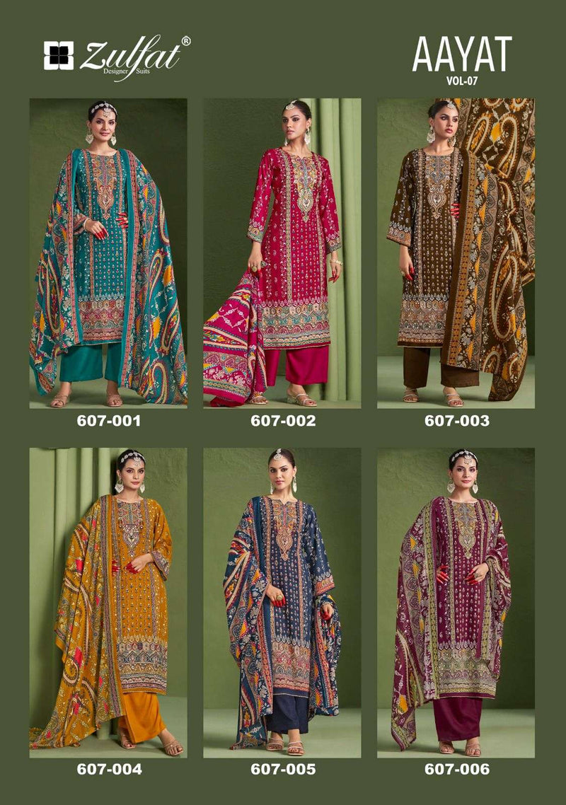 Zulfat Designer Suits Aayat Vol 7 Pure Viscose Rayon Designer Print Handwork Salwar Suit