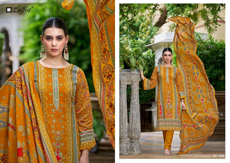 Zulfat Designer Suits Sanjeeda Pure Jam Cotton Mirror Aari Work Salwar Suit