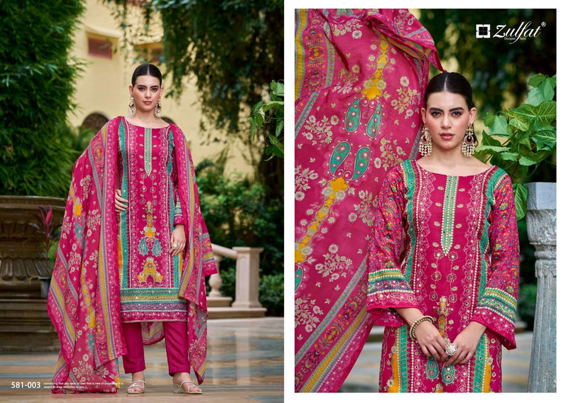 Zulfat Designer Suits Sanjeeda Pure Jam Cotton Mirror Aari Work Salwar Suit