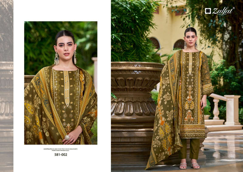 Zulfat Designer Suits Sanjeeda Pure Jam Cotton Mirror Aari Work Salwar Suit