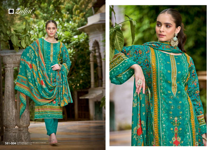 Zulfat Designer Suits Sanjeeda Pure Jam Cotton Mirror Aari Work Salwar Suit
