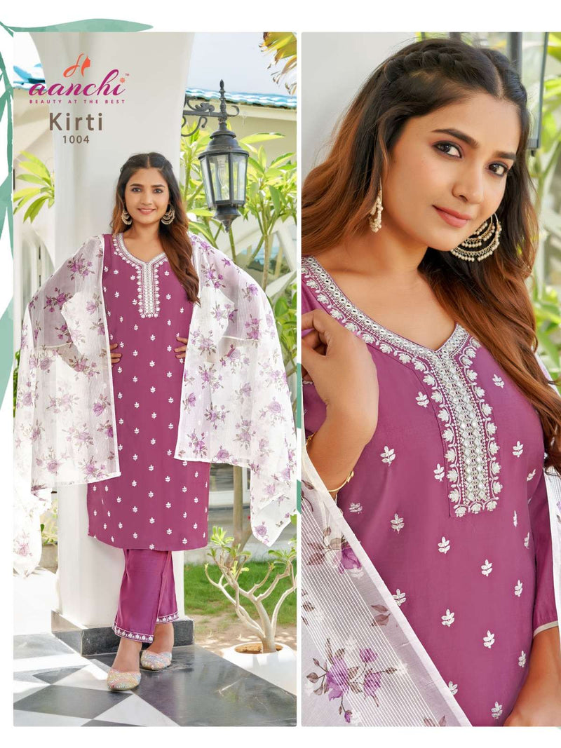 Aanchi Kurtis Kirti Silk Top Bottom With Lining And Fancy Digital Dupatta Set