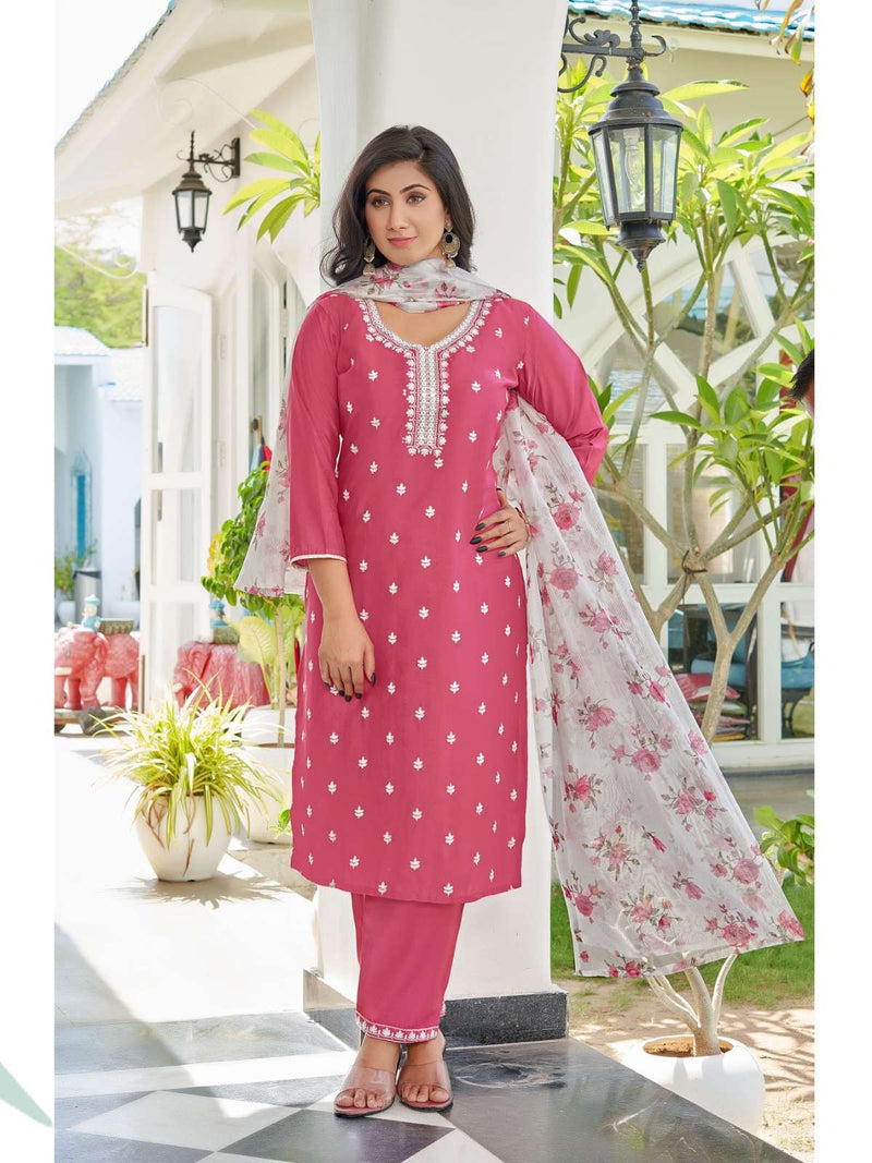 Aanchi Kurtis Kirti Silk Top Bottom With Lining And Fancy Digital Dupatta Set