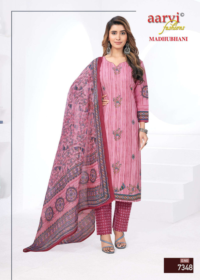 Aarvi Fashion Madhubani Vol 1 Cotton Print With Katha Hand Work & Mirror Work Kurti Set
