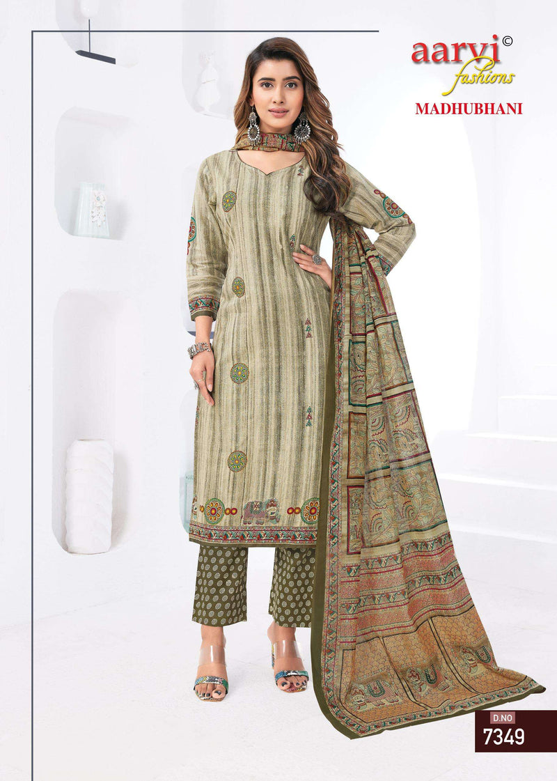 Aarvi Fashion Madhubani Vol 1 Cotton Print With Katha Hand Work & Mirror Work Kurti Set