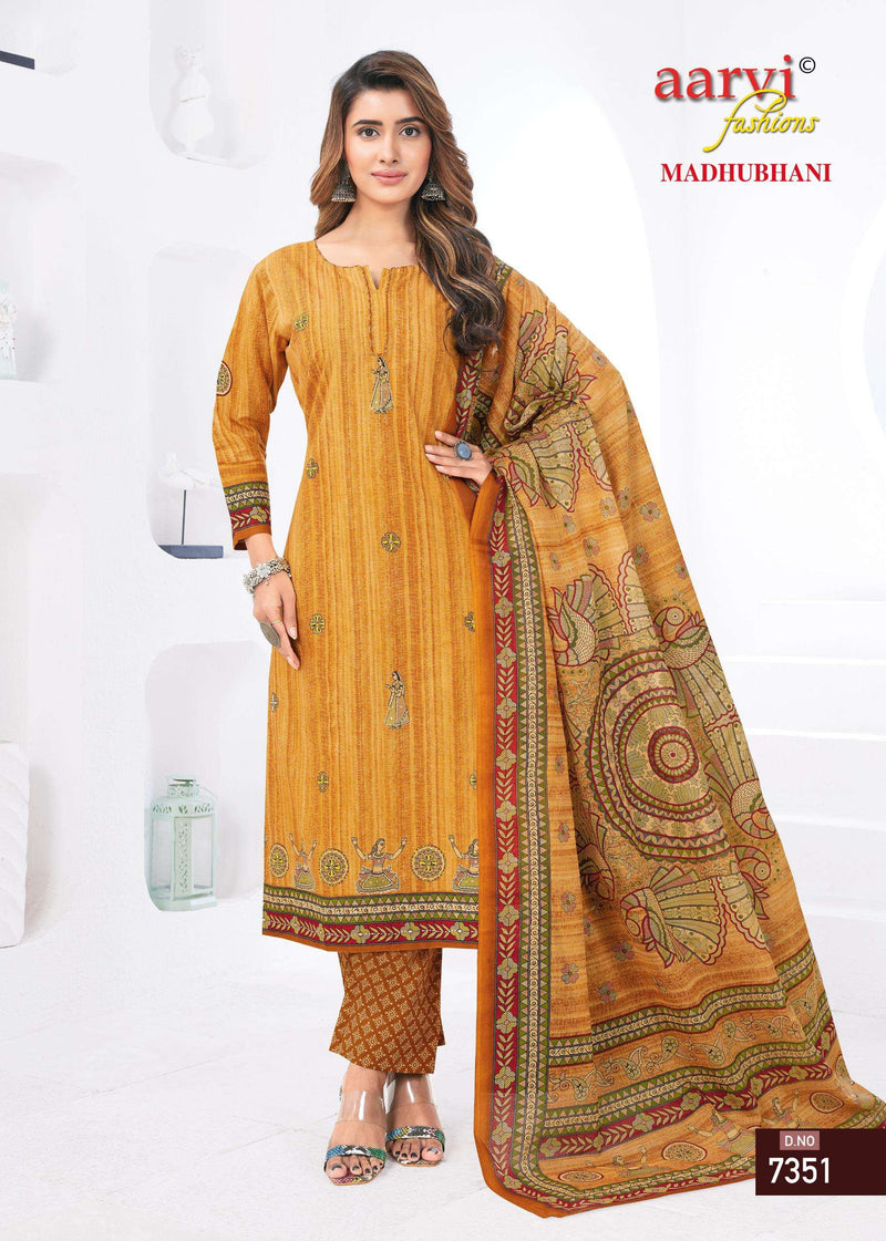 Aarvi Fashion Madhubani Vol 1 Cotton Print With Katha Hand Work & Mirror Work Kurti Set
