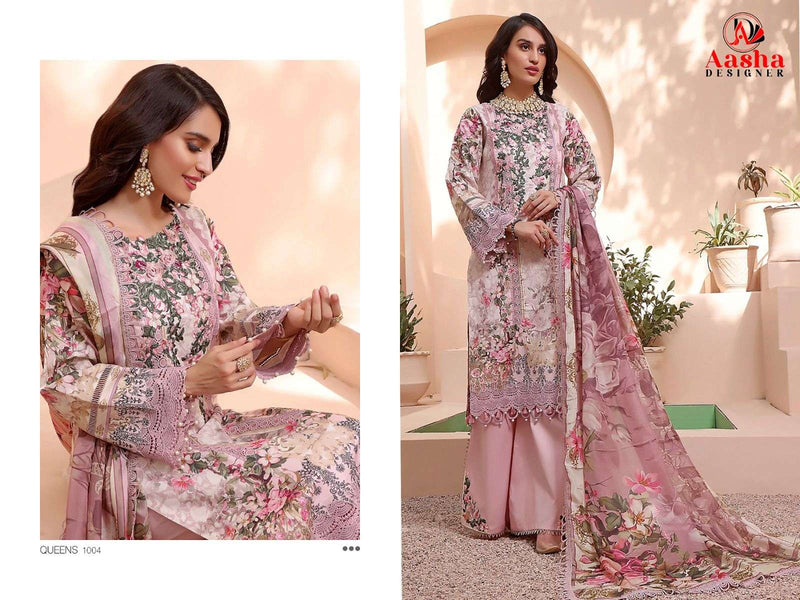 Aasha Designer D No 1004 Pure Cotton Print With Exclusive Patch Embroidery Semi Stitched Salwar Suit