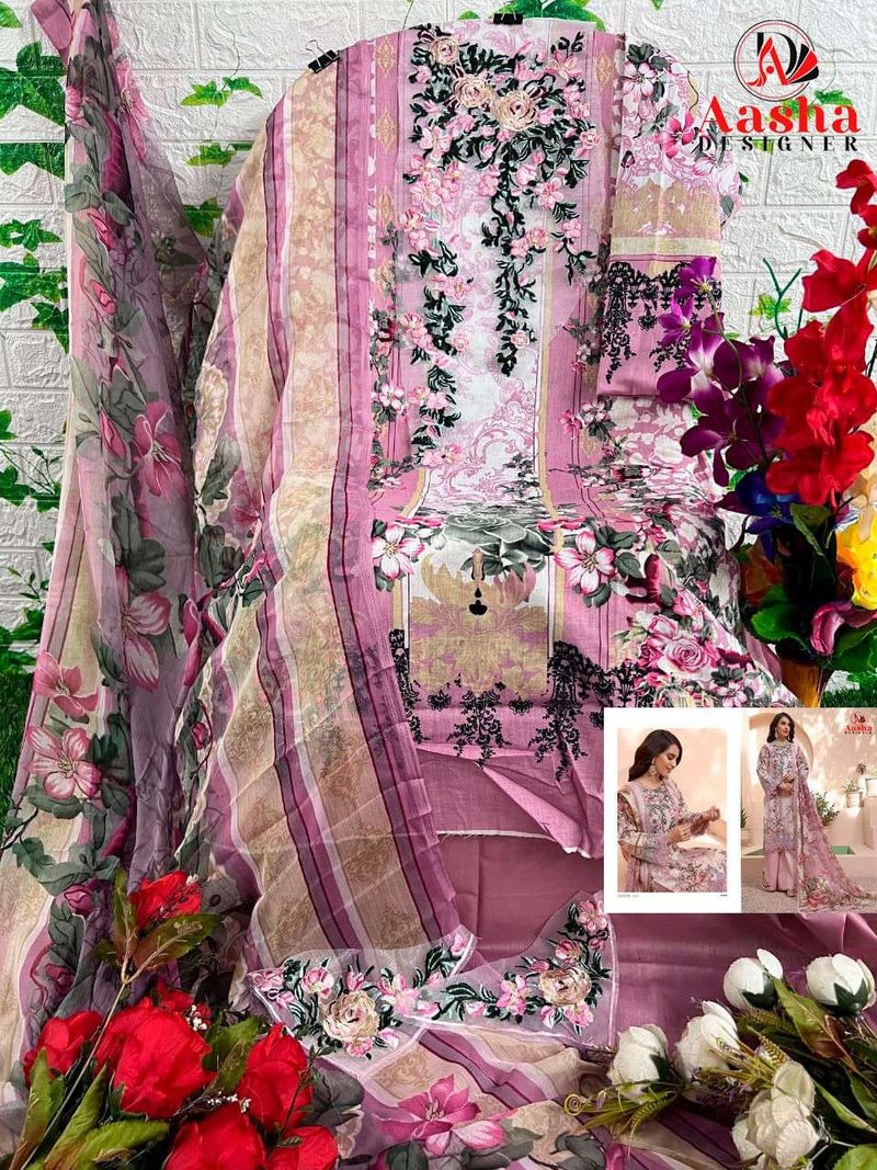 Aasha Designer D No 1004 Pure Cotton Print With Exclusive Patch Embroidery Semi Stitched Salwar Suit
