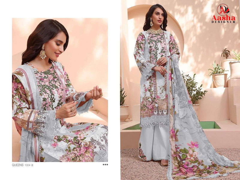 Aasha Designer D No 1004 Pure Cotton Print With Exclusive Patch Embroidery Semi Stitched Salwar Suit