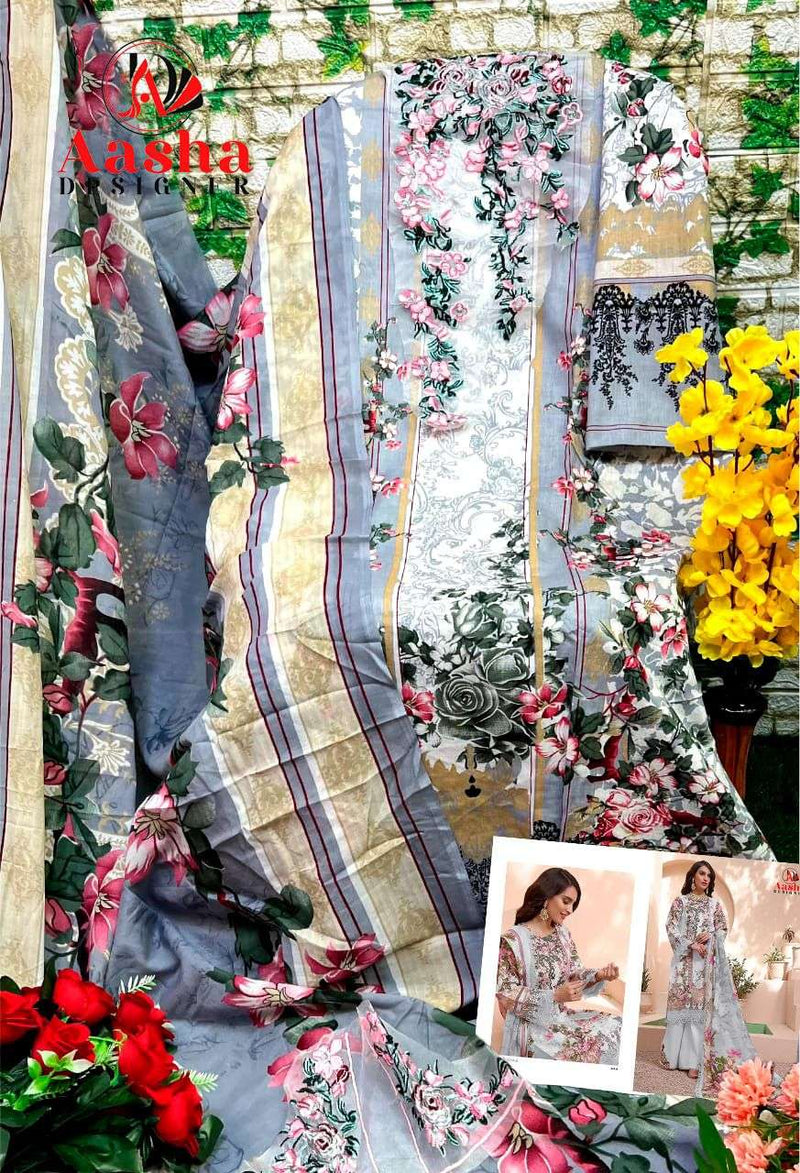 Aasha Designer D No 1004 Pure Cotton Print With Exclusive Patch Embroidery Semi Stitched Salwar Suit