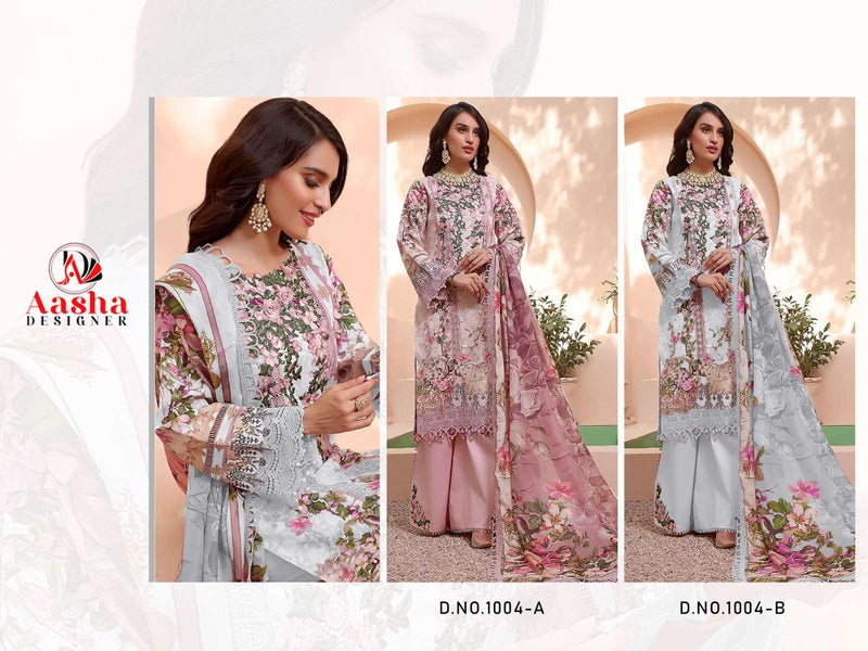 Aasha Designer D No 1004 Pure Cotton Print With Exclusive Patch Embroidery Semi Stitched Salwar Suit