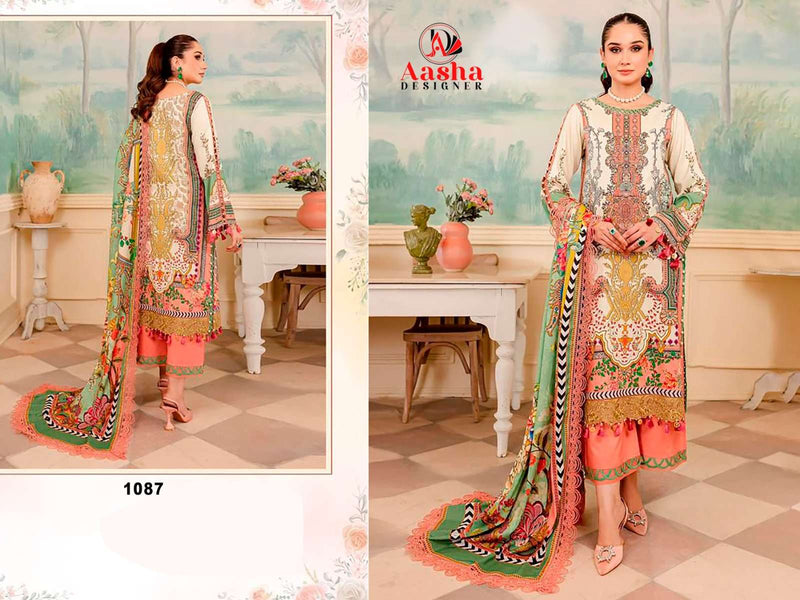 Aasha Designer D No 1087 Cotton Print With Exclusive Patch Embroidery Salwar Suit