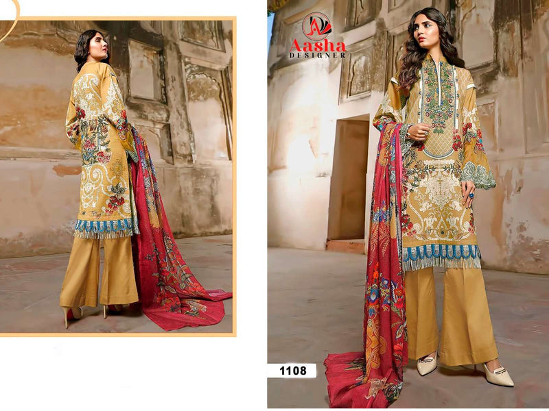 Aasha Designer D No 1108 Cotton Print Patch Embroidery Fancy Salwar Suit