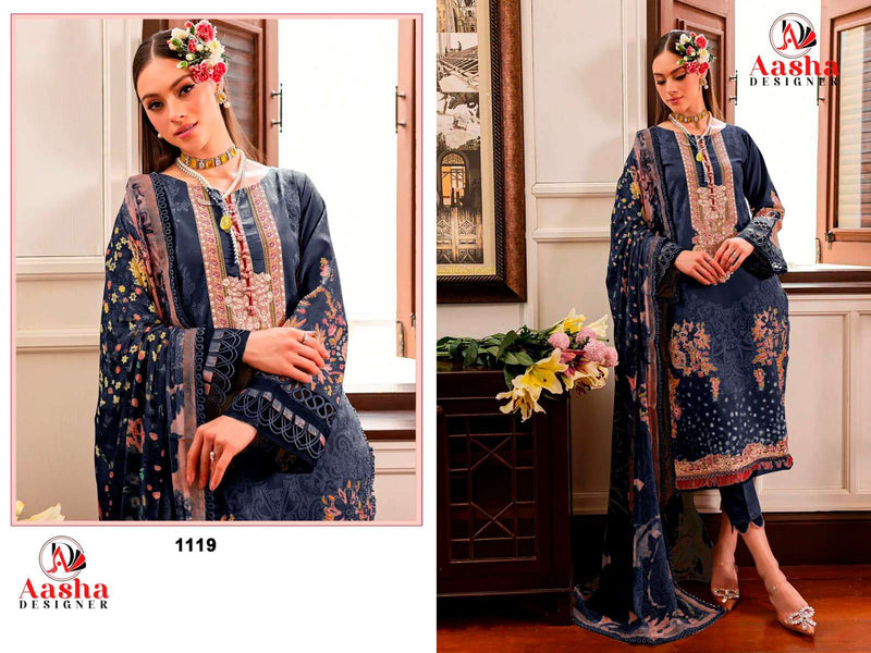 Aasha Designer D No 1119 Cotton Patch Embroidery Fancy Salwar Suit