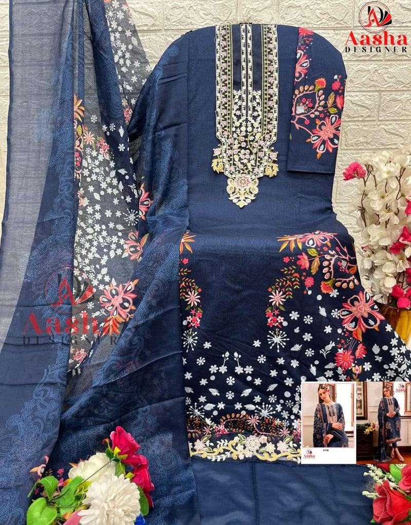 Aasha Designer D No 1119 Cotton Patch Embroidery Fancy Salwar Suit