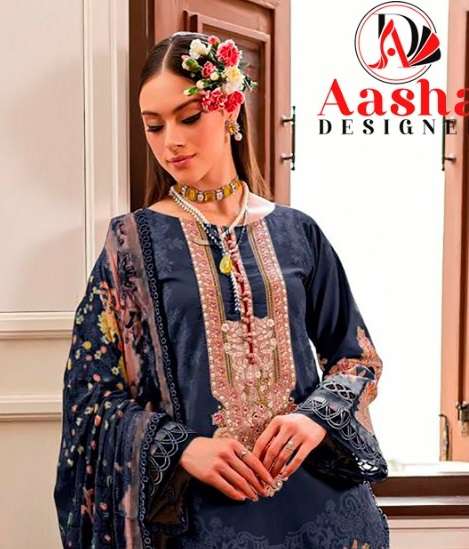 Aasha Designer D No 1119 Cotton Patch Embroidery Fancy Salwar Suit