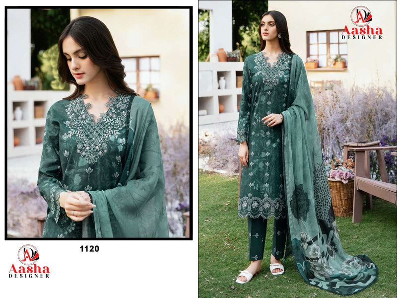 Aasha Designer D No 1120 Cotton Print Patch Embroidery Fancy Salwar Kameez