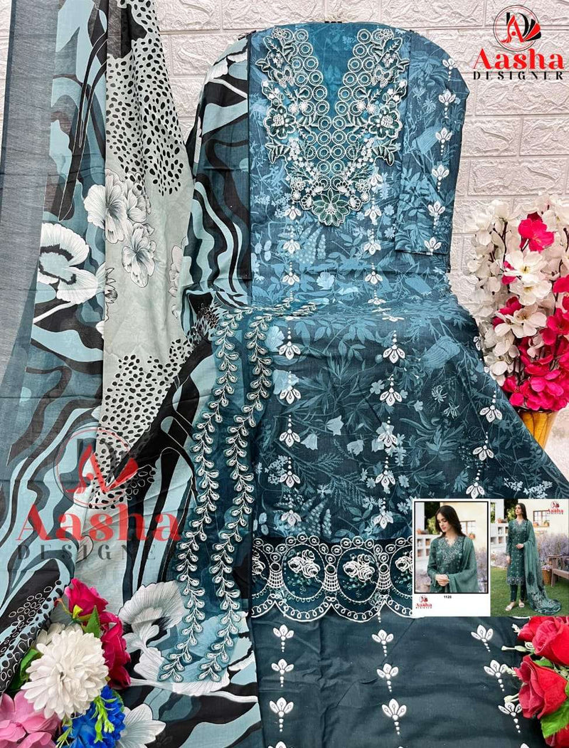 Aasha Designer D No 1120 Cotton Print Patch Embroidery Fancy Salwar Kameez