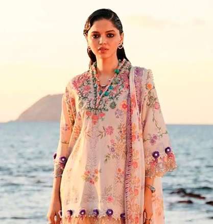 Aasha Designer D No 1124 Cotton Print Patch Embroidery Salwar Suit