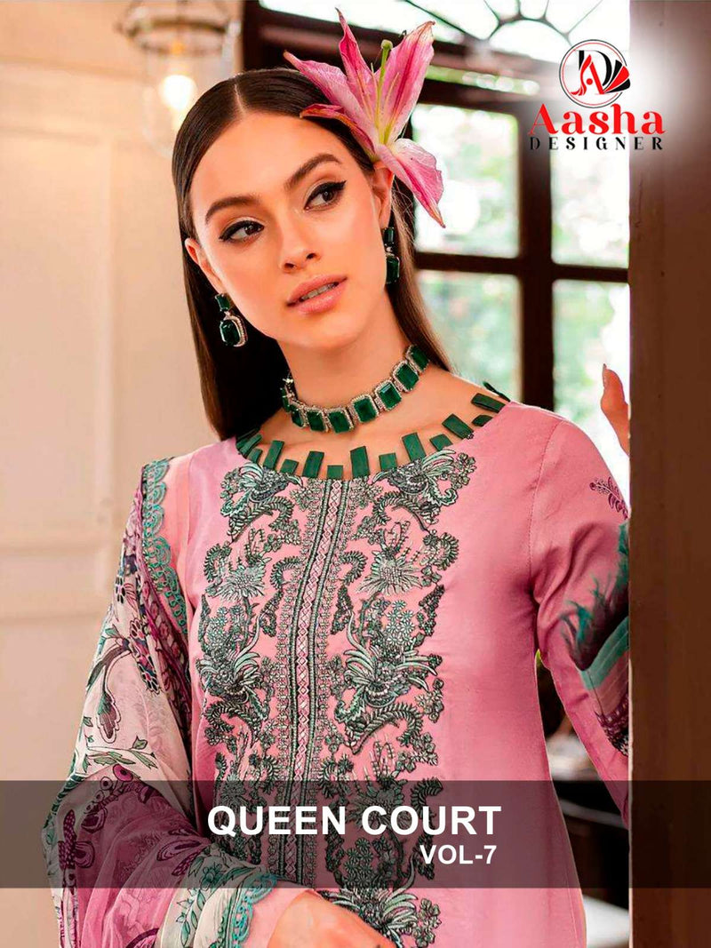 Aasha Queen Court Vol 7 Cotton Print Patch Embroidery Work Salwar Suit