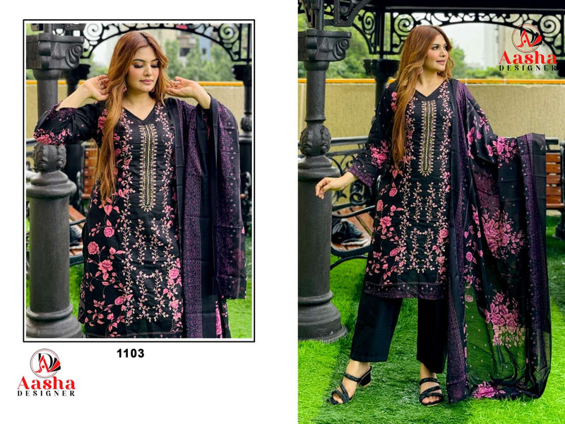 Aasha Designer Riwayat Premium Collection Cotton Print Self Embroidery Stylish Salwar Suit