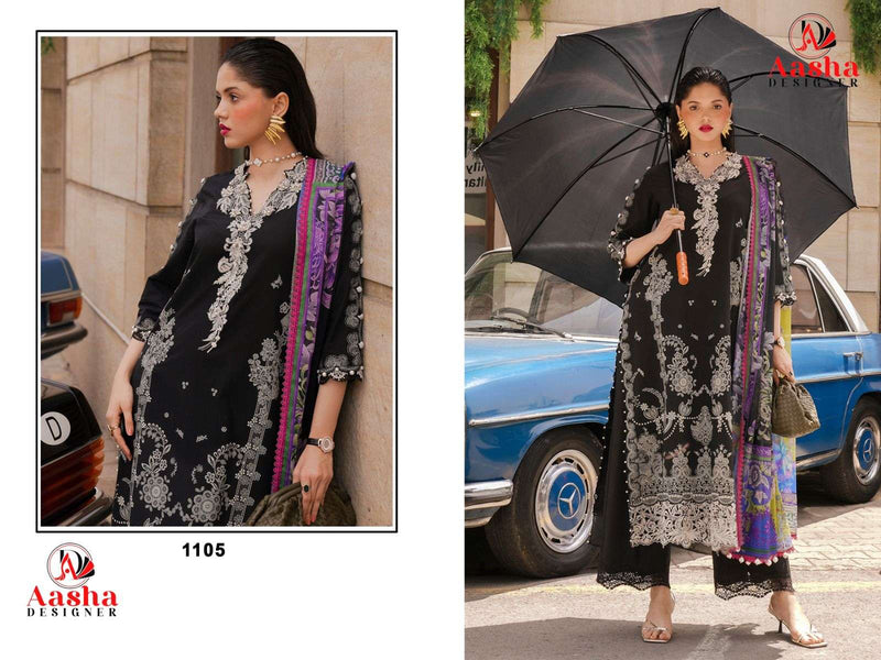 Aasha Designer Sana Safinaz Muzlin Collection Vol 4 Pure Cotton Print Heavy Embrroidery Salwar Suit