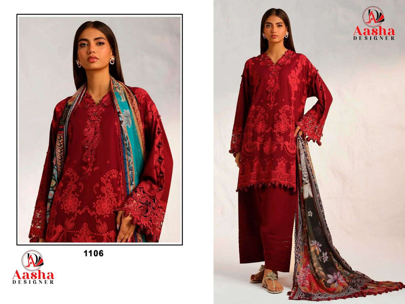 Aasha Designer Sana Safinaz Muzlin Collection Vol 4 Pure Cotton Print Heavy Embrroidery Salwar Suit