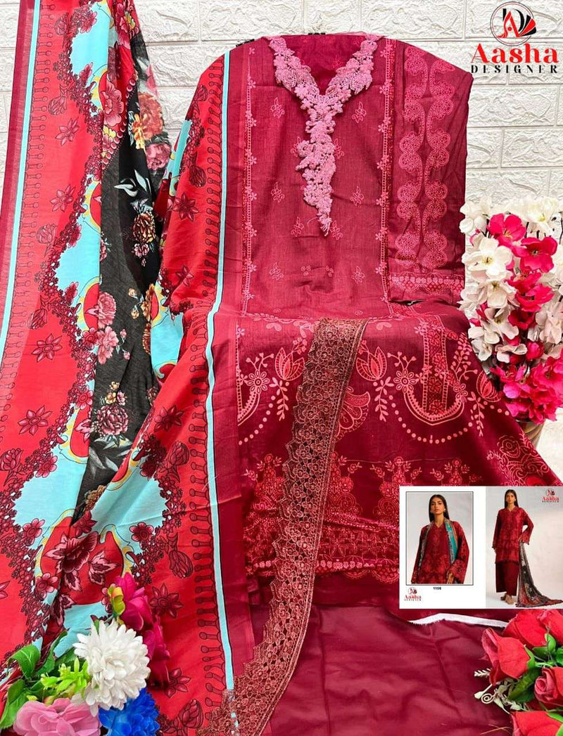 Aasha Designer Sana Safinaz Muzlin Collection Vol 4 Pure Cotton Print Heavy Embrroidery Salwar Suit