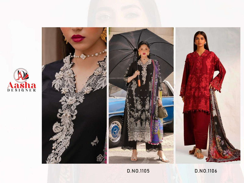 Aasha Designer Sana Safinaz Muzlin Collection Vol 4 Pure Cotton Print Heavy Embrroidery Salwar Suit