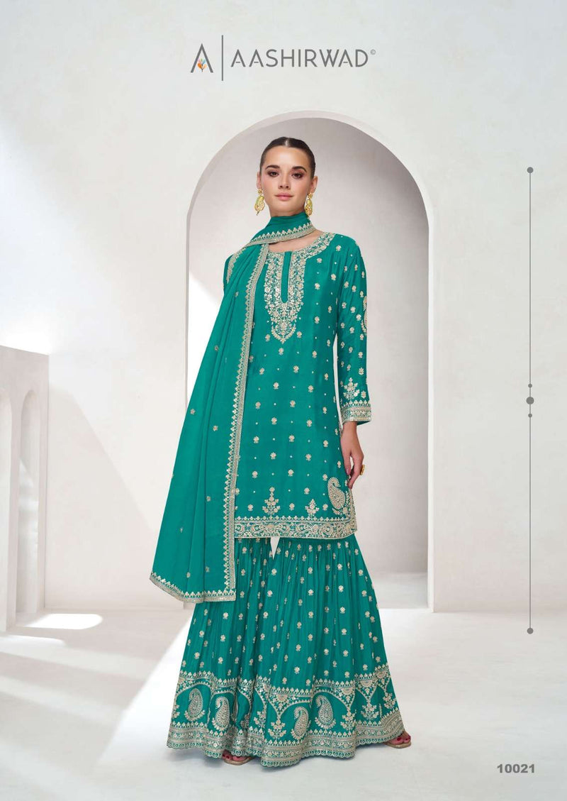 Aashirwad Creation Aaliya Chinnon Silk Heavy Designer Wedding Wear Suit